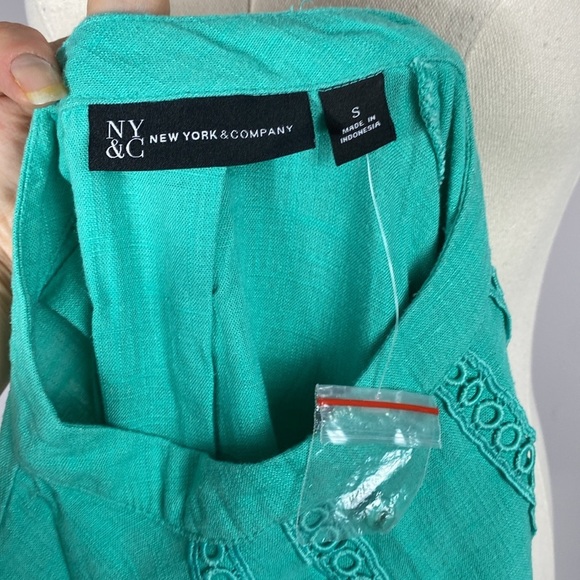 🌸New York & Co Boho Dress Linen Blend with pockets & puff sleeves size small - Picture 10 of 10